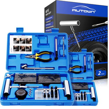 Flat Tire Repair Kit with Plug 68 Pcs for Car, Motorcycle, ATV, Jeep, Truck, Tractor